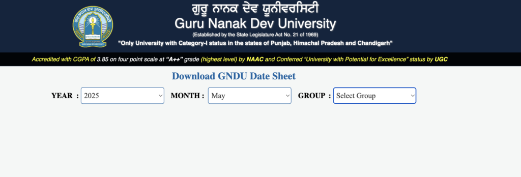 GNDU Date Sheet 2025